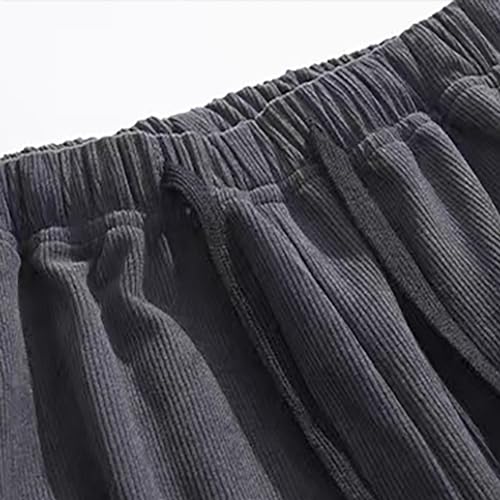 Finelylove Mens Corduroy Pants Loose Fit Straight Leg Sweatpants Lightweight Vintage Casual Pants Elastic Waist Trousers2