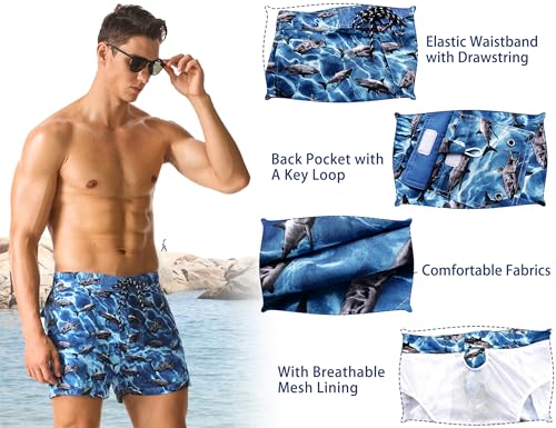 Men's Bathing Shorts Quick Dry with Cargo Pockets Lightweight Swim Trunks4
