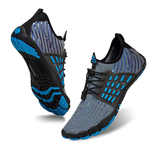 WateLves Zapatos de Agua Hombre Mujer Secado Rápido Antideslizante Adulto Senderismo Buceo Surf Zapatos de Playa para Ejercicio Acuático(Fd SL Gris,43 EU)