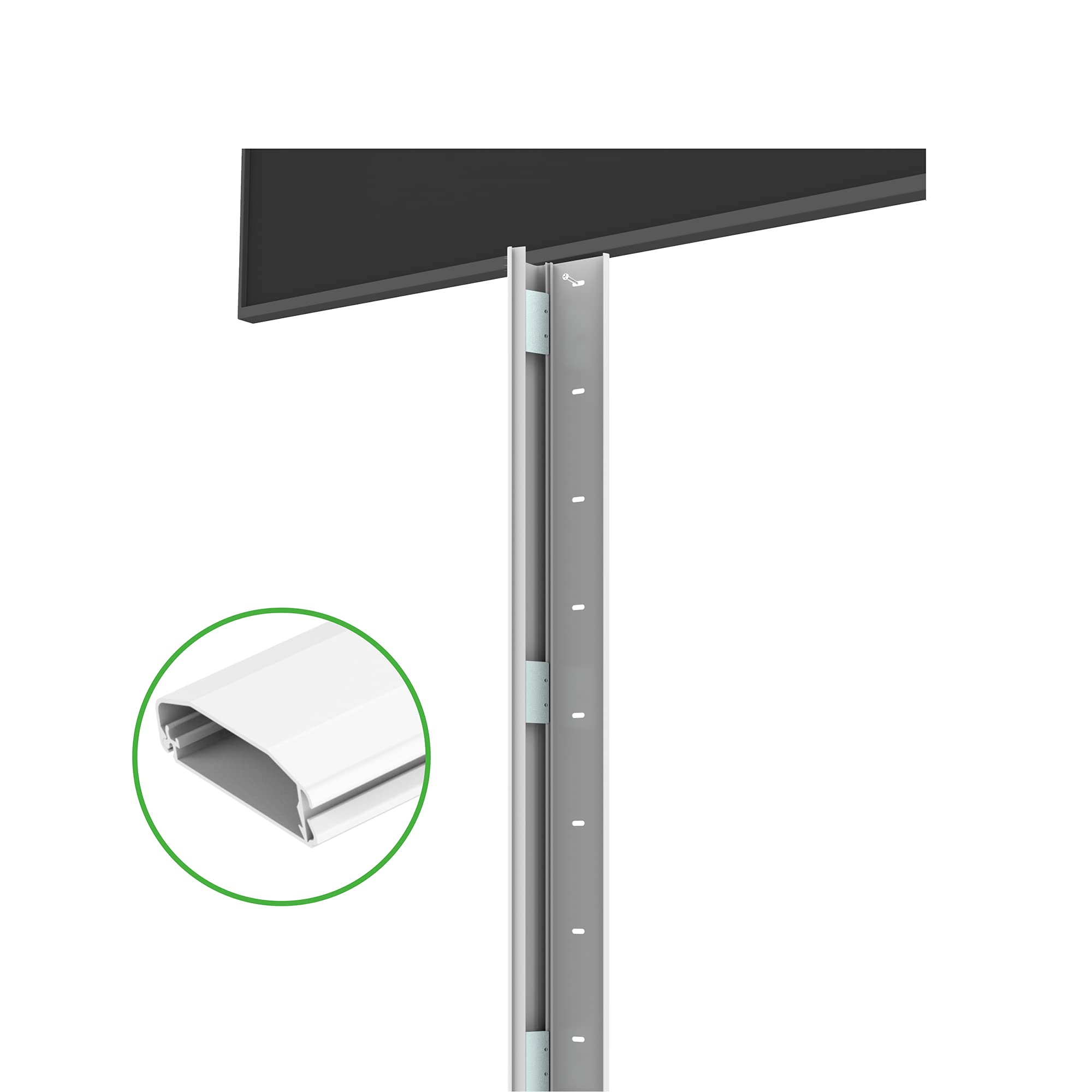 conecto 1,00 m di canalina per cavi in ​​alluminio da incollare o avvitare con 3 x 30 cm di nastro adesivo 3M, bianco