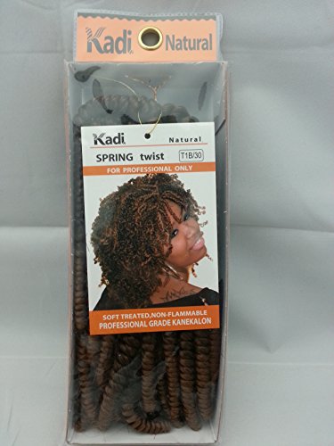 Kadi Natural Braiding Style, Hair Extension, Professional Grade Kanekalon (T1B/30 - Black /Medium Auburn, SPRING TWIST)