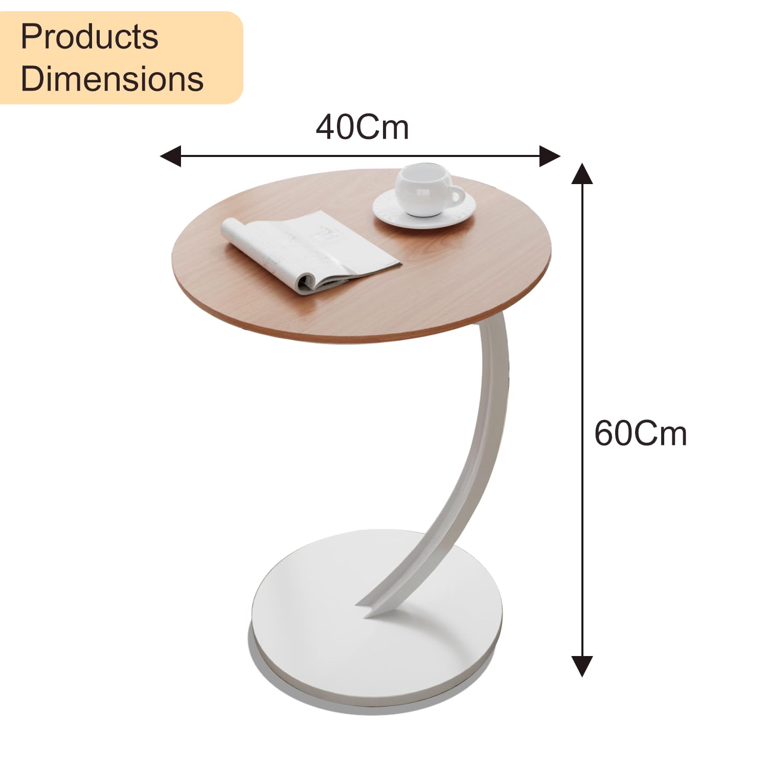 Naayaab Craft Sofa End Table Side Table, Narrow Couch C Shaped Side Table Coffee Table Snack Table Bedside Table Nightstand for Bedroom Living Room Officei - Light Brown 3