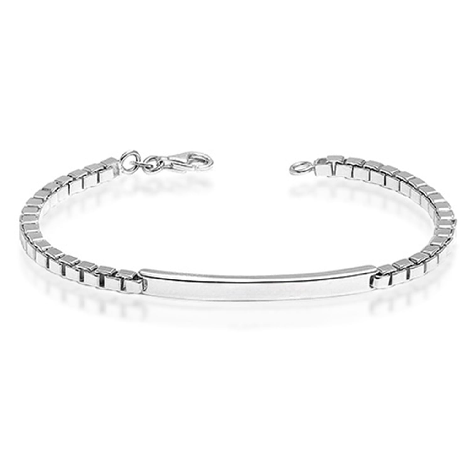 925 Streling Silver Mens Bracelet | BIS Hallmarked Classic Box Chain Bar ID Bracelet for Mens and Boys-image-16