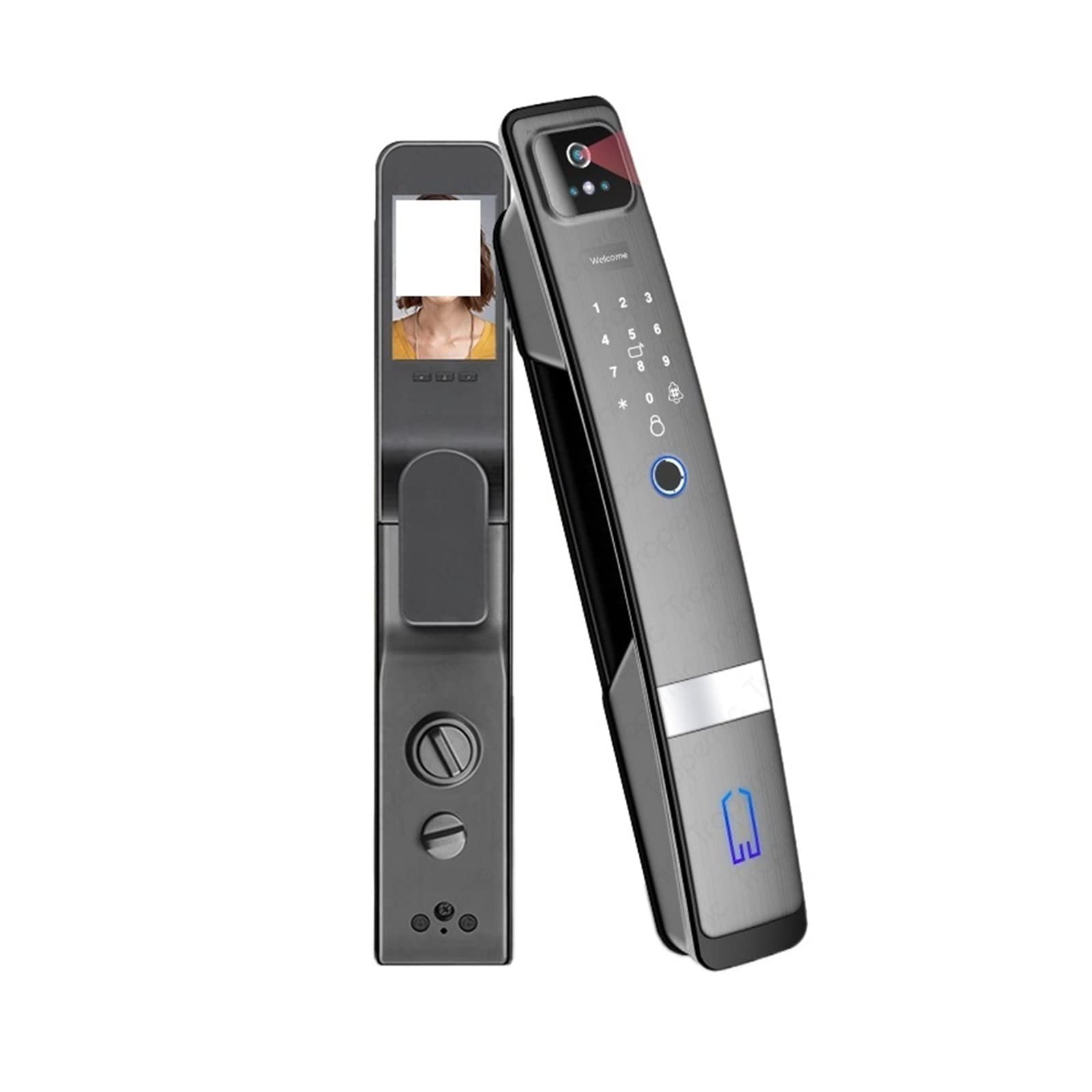 Cerradura de Puerta Inteligente Tuya con cámara y aplicación móvil Reconocimiento Facial 3D WiFi Seguridad de Huellas Dactilares Cerradura automática (Color : 240 24 6868)
