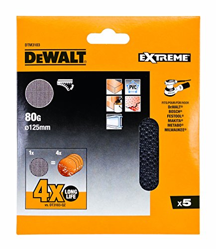 DEWALT - DEWALT Disque abrasif velcro - structure en maille duree de vie extra longue 125mm grain 80 5 pièces - DTM3103-QZ - -17%