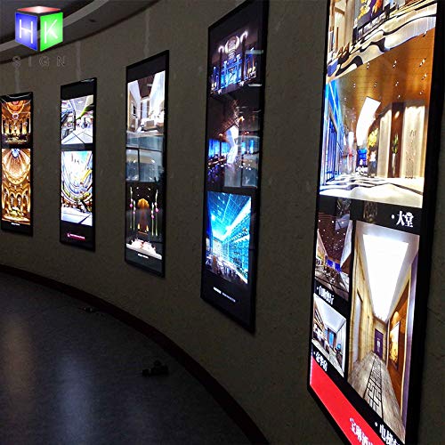 HKSIGN 27X40 Inch Wall Mounted Black color Aluminum Magnetic Picture Frame Advertising Display Led Light Box Sign