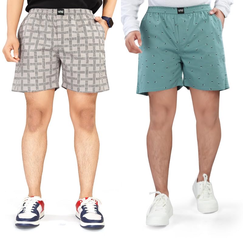 Image of Shorts for Boys - 100% Cotton Printed with Side Pockets - Pack of 2 - Available from Size 7 Years to XL