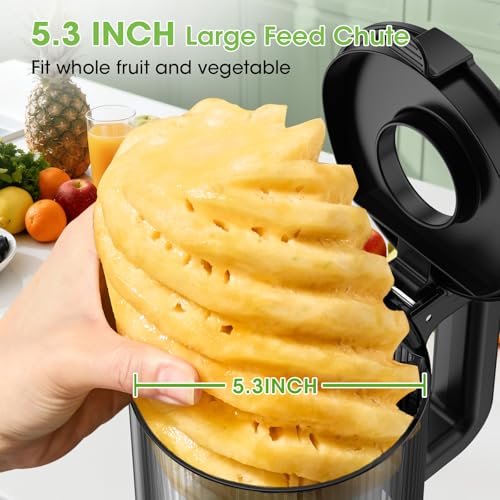 Juicer Machines, 5.3" Wide Feed Chute Cold Press Juicer for Whole Vegetables & Fruits, High Juice Yield, BPA Free (Slivery) - Image 3