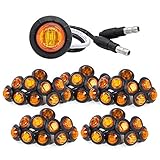 MADCATZ 3/4 Inch Side Marker Light Mini Round with Grommets & Plug 3 LED for Truck Lorry Trailer Boat 12V DC Amber Light/Lens.