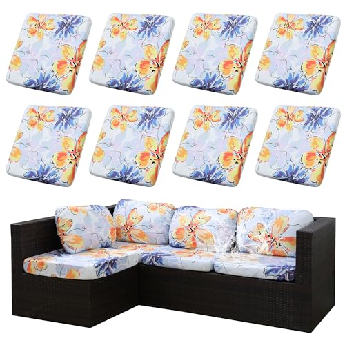 8Pcs Outdoor Cushion Covers, Elastic Patio Cushion Covers