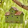 Glitzhome 1625 L Oversized Distressed Solid Wood Villa Bird House Pet Cottage Hanging Decorative Birdhouse with Drawer Shaped Birdfeeder for Garden Patio Backyard Washed Green