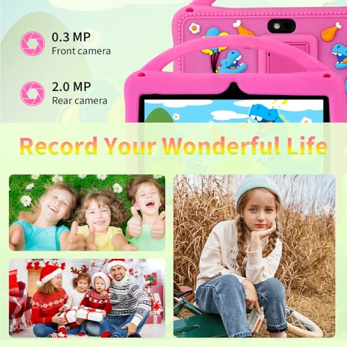 Image of Veidoo 7 inch Android Tablets for Kids, 2GB RAM, 32GB ROM, aiwawa Apps Parent Controls, Educational Games, WiFi, Dual Camera, Silicone Case(Pink)
