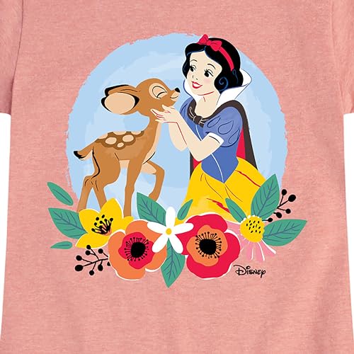 Disney - Floral Snow White Deer - Toddler & Youth Girls Short Sleeve Graphic T-Shirt3