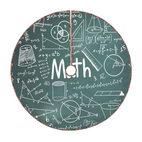 Fórmulas de teoría de matemáticas, lección de matemáticas, impresión de palabras, falda de árbol de Navidad, decoración rústica para árbol de Navidad, para decoración navideña y protección del suelo