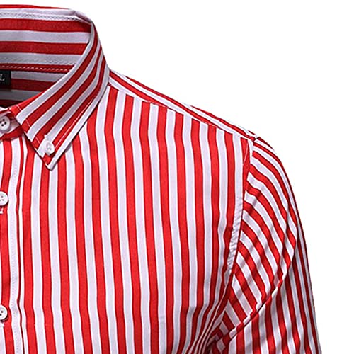 Men's Long Sleeve Spring Stripe Printed Shirt Thin Casual Slim Striped Shirt Fit Pinstriped Button Down Shirts4