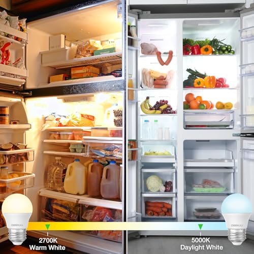 Image of DEGNJU LED Refrigerator Light Bulb, 40 Watt Equivalent, 120V, Fridge Light Bulb 5000K Daylight White, A15 Appliance Bulb 5.5W for Freezer, 650LM, E26 Standard Base, 120V, Non-Dimmable, 2 Pack
