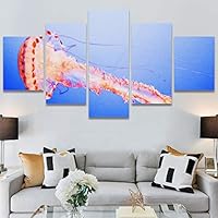 SIGNWIN 5 Panel Canvas Wall Art Neon Clouds for Home Decorations Ready to Hang - 60