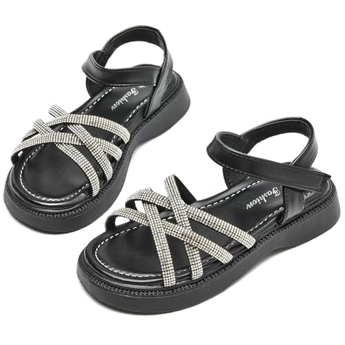 WUIWUIYU Toddler Girl Sandals - Flower Girl Dress Shoes Open Toe Little Kid Summer Casual Flats2