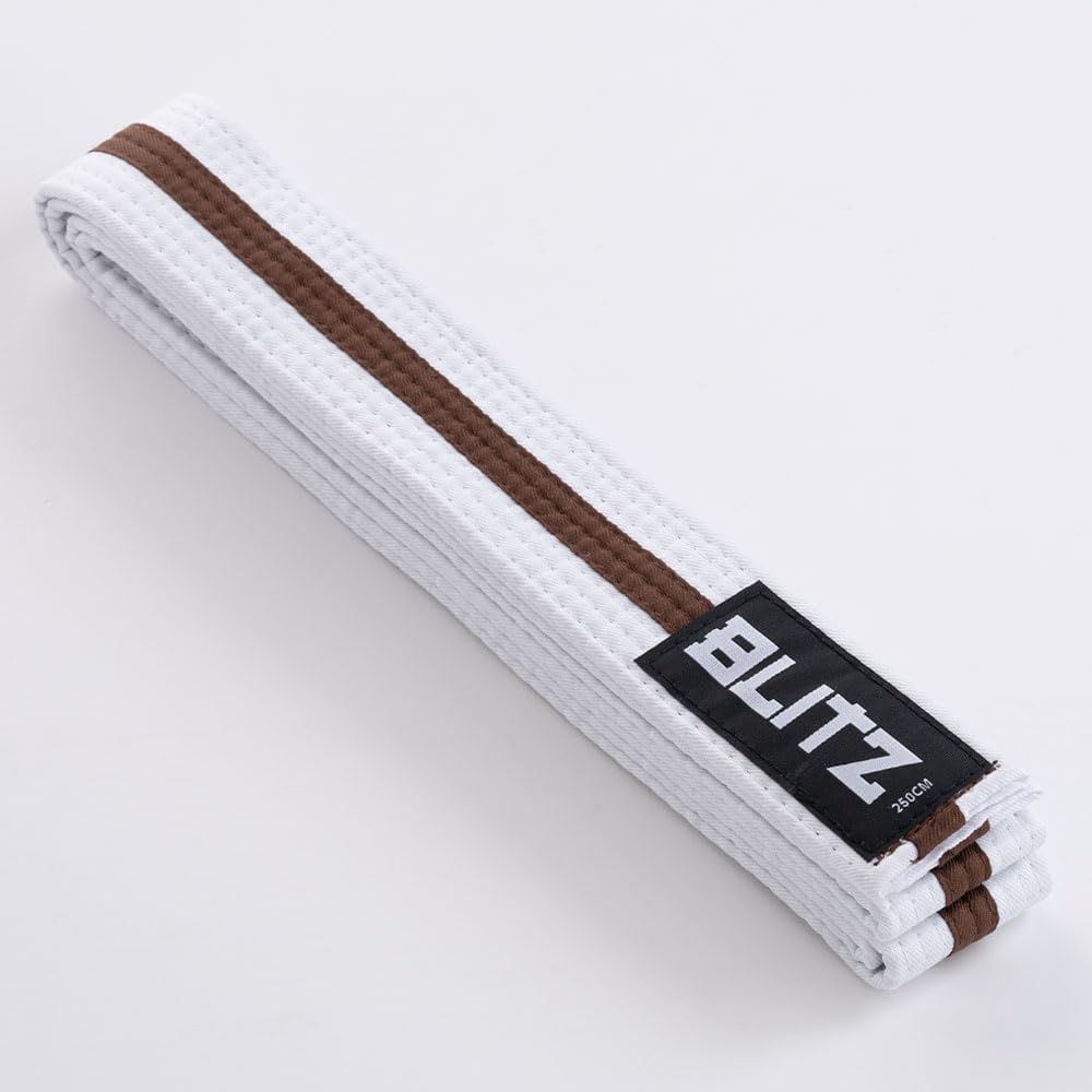 Blitz White Belt/Colour Stripe - White/Brown - 230cm — image 1