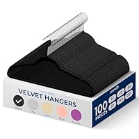 SereneLife Velvet Hangers, Heavy Duty Coat Hangers for Clothes, Non-Slip & Space-Saving, with 360° Swivel Hook, Ultra-Thin, Strong & Stylish, 100 Pack, (Black)