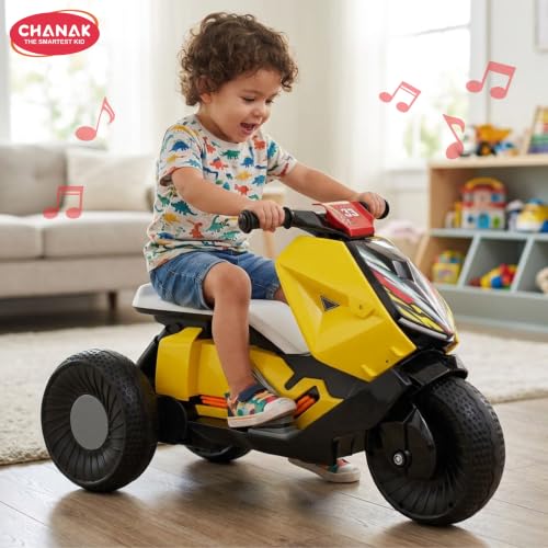 Image of Chanak Kids Electric Scooty, 6V Rechargeable Scooter, 3 Wheel Electric Ride On Scooter, Heavy Duty Ride-On Bike for Boys & Girls with Tires & Easy Steering Handlebar, Kids Electric Scooty 3+