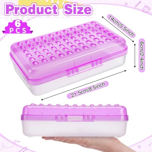 Image of Blulu 6 Pack Plastic Pencil Boxes Bulk Large Pencil Case,Purple