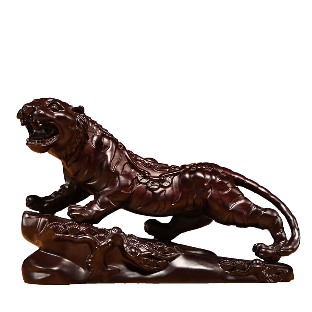 ATREDESES Office Decor Wooden Carving Tiger Solid Wood Carving Tiger Ornaments Home Living Room Office Decorations Home Decor(5.9in)