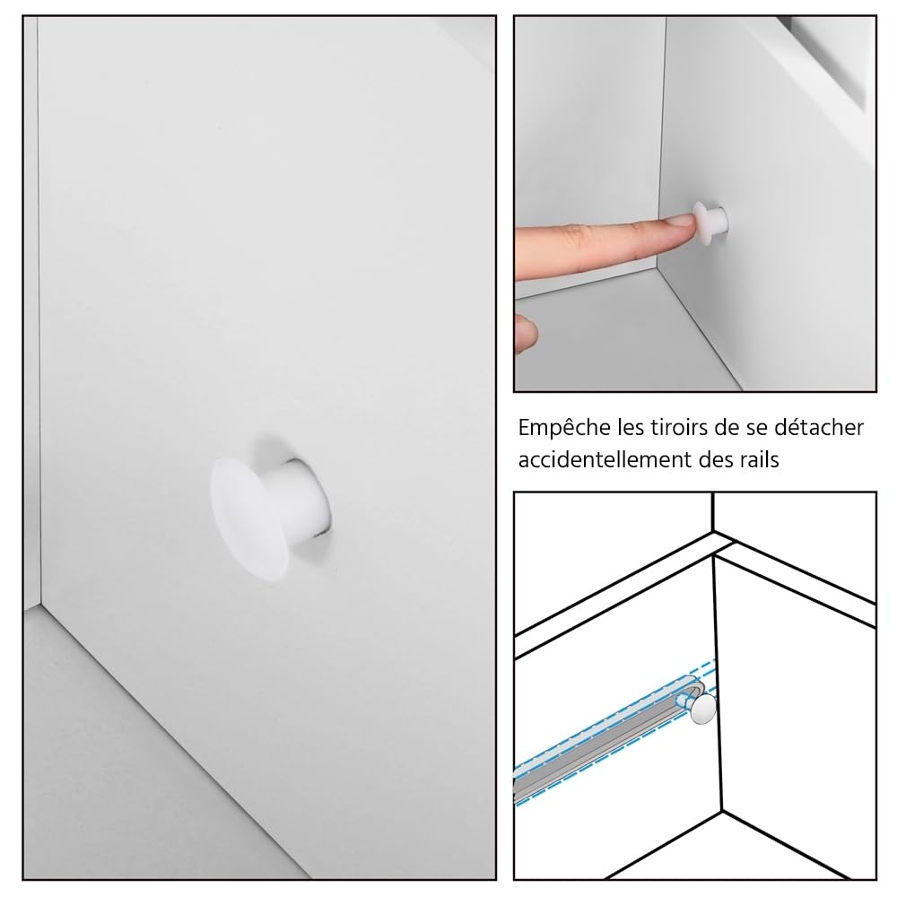 Yaheetech Meuble Rangement Salle de Bain, Colonne Salle de Bains, 30 × 30 × 82 cm, 4 Tiroirs, Petit Meuble Toilette/Salon/Chambre, Blanc
