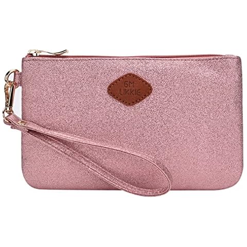 GM LIKKIE Wristlet Purse for Women, Evening Clutch Purse with strap for Party and Prom, Beach Bag for Summer (Pink) Cover