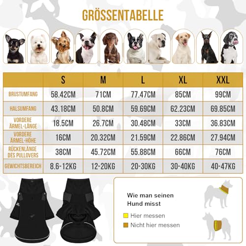 OneTigris Hundepullover, Hundemantel Fleece mit Beinschlaufe und Geschirrloch, Praktisch für die Ausscheidung, Rollkragen Strick Pullover, Recyceltes Polyester, Stretch Hundejacke, S, 8.5-12.5kg