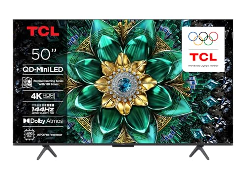 TCL 50Q6C 50' QD-Mini LED SMART TV, 4K HDR Premium 1000nits, with Google TV Technology (Dolby Vision IQ & Atmos, Onkyo 2.1 Sound System, Motion Clarity Pro 144Hz, Game Master)
