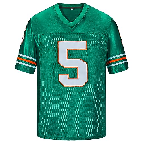 Ray Finkle Jerseys 5 Ace Ventura Pet Detective Jim Carrey Football Jersey for Men (XXL, Green)