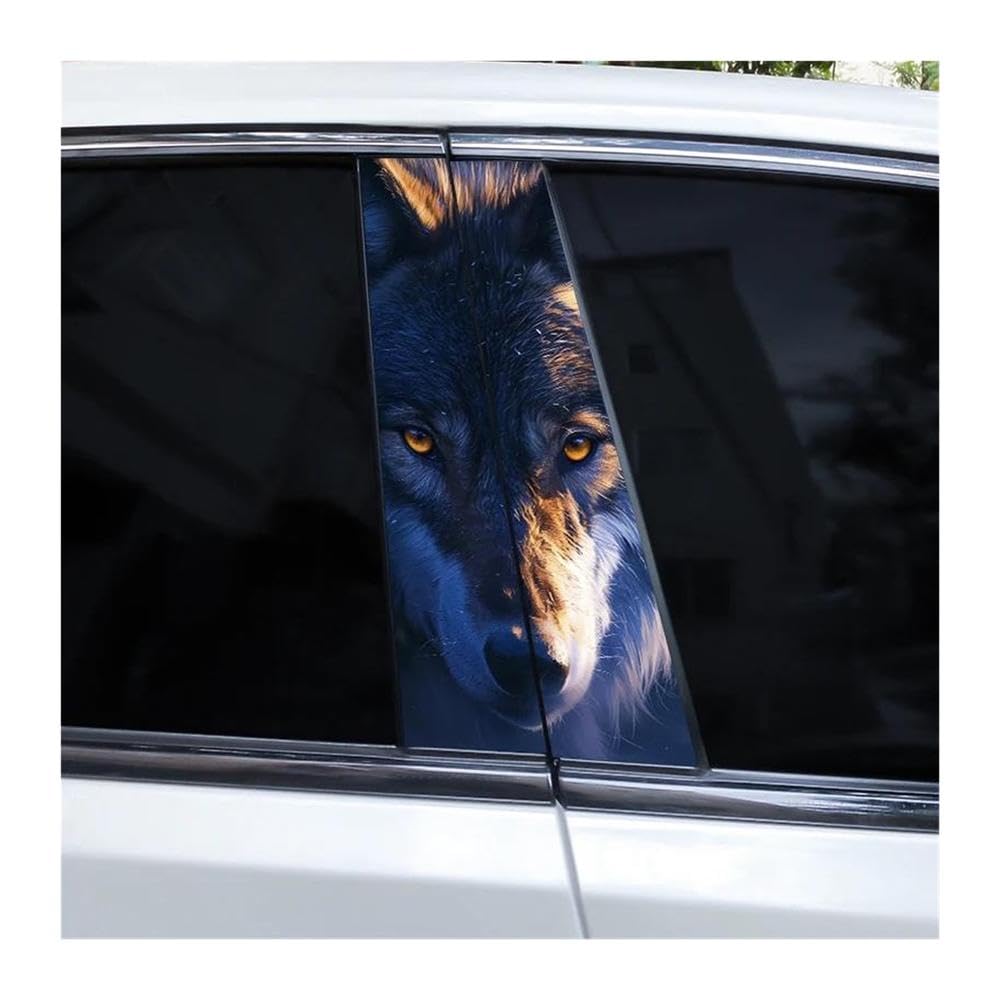Body Parts 2pcs Car B-Pillar Decals Wolf Eyes Animal Auto Center Pillar Waterproof Sticker(D)