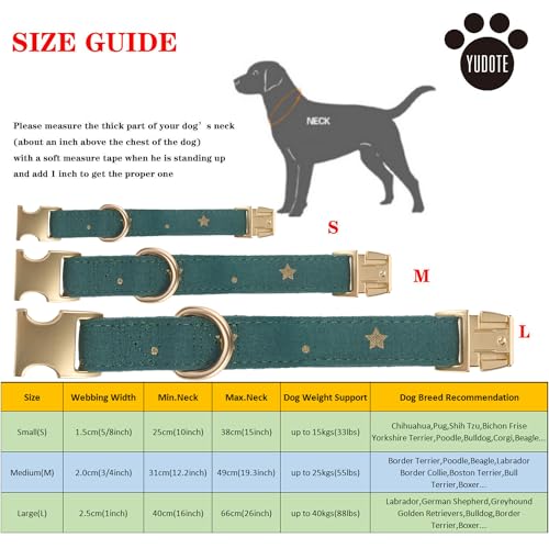 YUDOTE Weiches Hundehalsband, natürliches Baumwollmischgewebe umwickelt, Nicht reizend für Kleine Hunde mit empfindlicher Haut, Britisches Renngrün