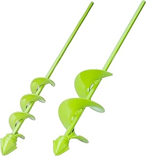 Auger Drill Bit for Planting, 1.6"x16" & 3.15"x16" Heavy Duty Steel Drill Head Garden Auger Spiral Drill Bit Set, Earth Bulb Auger Drill Planter, Soil Post Hole Digger Tool for 3/8" Hex Cordless Drill