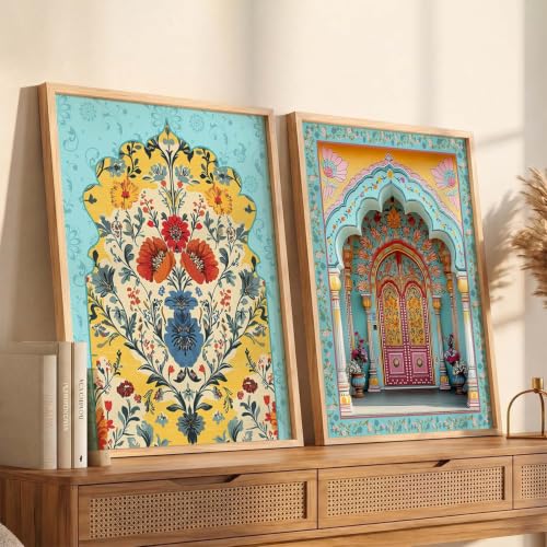 Image of kotart - Indian Wall Art Home Decor Frames Framed Wall Painting for Home Room Bedroom Office Decor Paintings For Decoration Pichwai Art Painting Decoration Poster With frames Traditional Indian Madhubani Paintings Living Room set of 2 (2, (35x37 Inch), Framed)