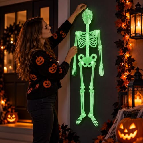 Halloween Skeleton Decoration, 5 Ft Glow in the Dark,Door Hanger Props - image 6