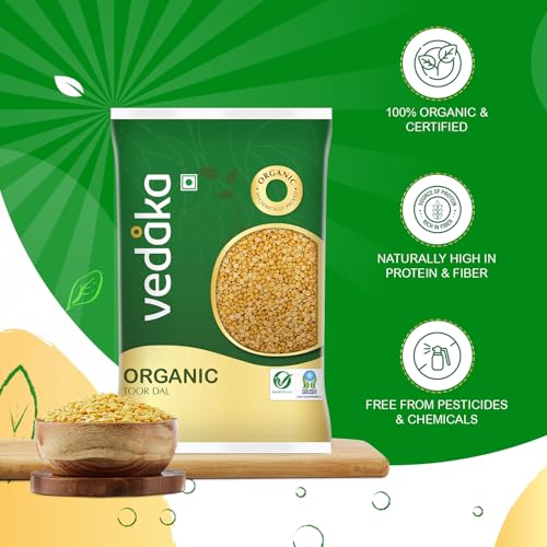 Image of Amazon Brand - Vedaka Organic Toor Dal | 500 g | Arhar Dal | Naturally Rich Source Of Protein | Cholesterol Free & No Added Additives