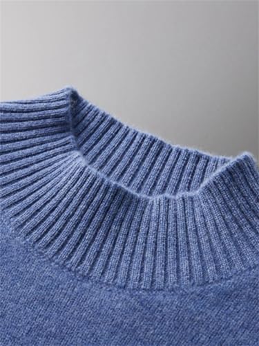 Men Sweater Mock Neck Long Sleeve Pullover Merino Wool Knitwear Tops2