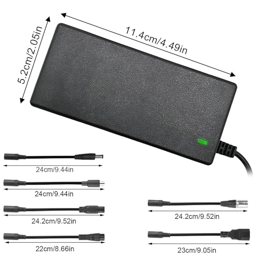 YANGUN Oplader voor scooter, hoverboard, oplaadkabel, e-scooter, oplader, universele oplader met 6 aansluitingen, oplader voor scooter, 36 V accu, oplader, uitgang, 42 V, 2 A, voeding voor elektrische - Afbeelding 3