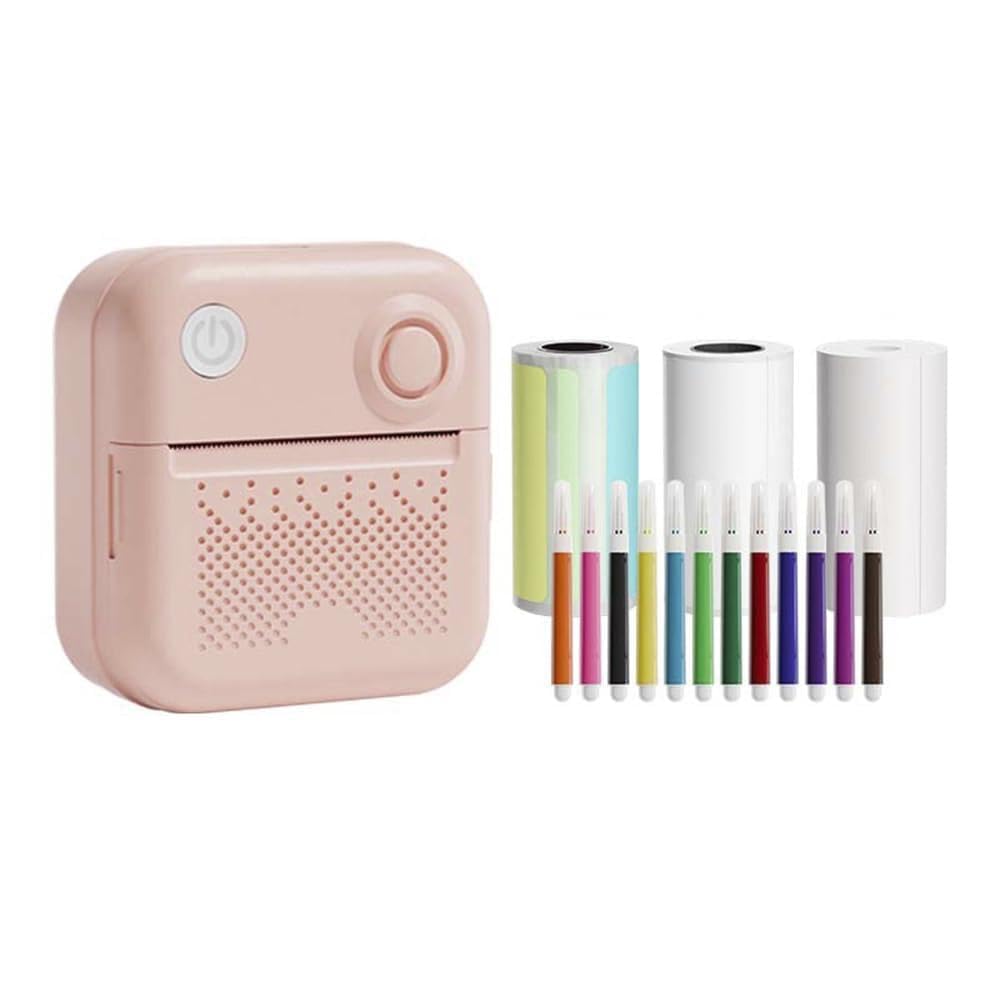 Labymos Mini Pocket Printer Portable Thermal Instant Photo Printing Label Maker Machine BT Wireless Connect Compatible with Android or iOS APP Support Receipt Label Memo Sticker Notes Lists Scrapbook