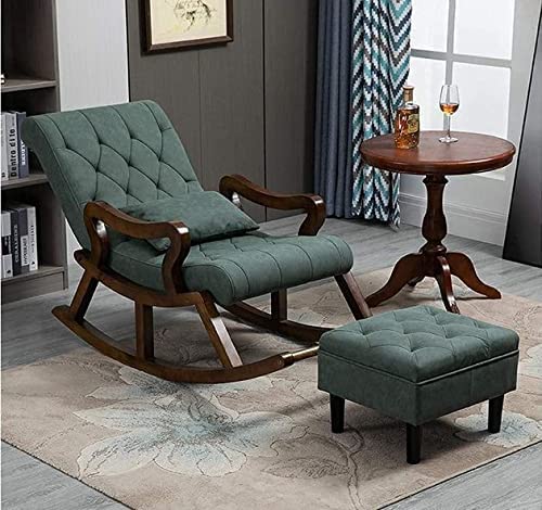 ANA craft Design Talent Wooden Rocking Chair Balcony Rocking Chair Recliner Adults Lazy Sofa Home Easy Chair Fabric Casual Decoration.. (Green) (B0CX5R9LPQ) Amazon Price History, Amazon Price Tracker