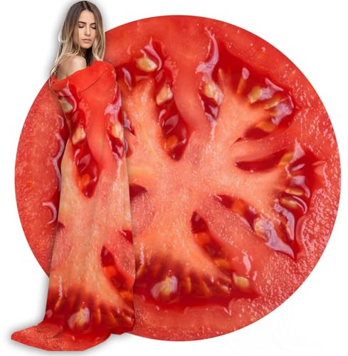 ubnlkto Tomato Blanket: Realistic Food Blanket - Kids & Adults Round Funny Throw, 47 Inches