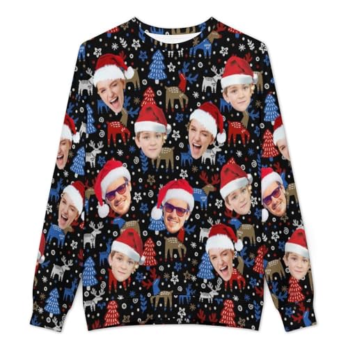 D-Story Custom Christmas Ugly Sweaters Face Personalized Funny Sweater for Men Women Knit Pullover Sweatshirt Gift(S-5XL)3