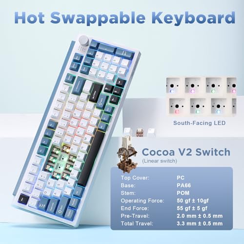 Image of K98 Wireless Mechanical Keyboard,Tri-Mode Gaming Keyboard-White&Blue