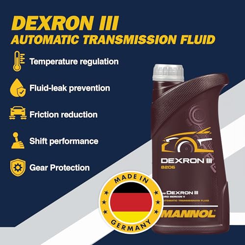 Mannol DEXRON 3 Automatic Plus, 1L Transmission Fluid for Smoother Shifting, Longer Life, Enhanced Performance, and Better Protection for Your Vehicle
