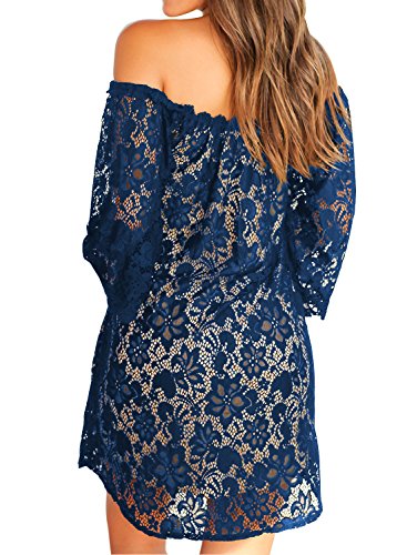 Image of MIHOLL Women's Lace Off Shoulder Tops Casual Loose Blouse Shirts
