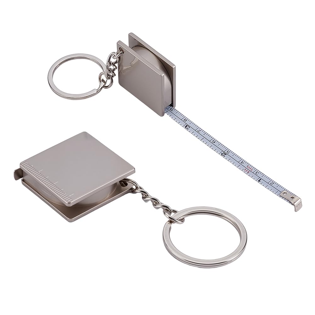 AHANDMAKER 2Pcs Retractable Tape Measure Keychain Measuring Tape Ruler with Key Ring Square Small Measuring Tool for Purse Pockets Keys Body Sewing Fabric Cloth Tailor Quick Measurements, 35Inches