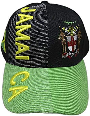 Trade Winds Jamaica Jamaican Country Black Green Bill with Yellow Letters Emblem Embroidered Cap Hat