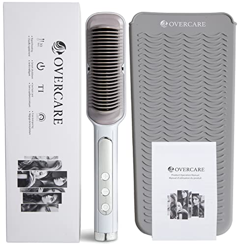 Brosse Lissante pour Cheveux Overcare - Brosse Chauffante Coiffante et Ionisante Électrique Professionnelle - Lisseur en Céramique pour tous Cheveux, Long, Court, Lisse, Crépu, Femme, Homme